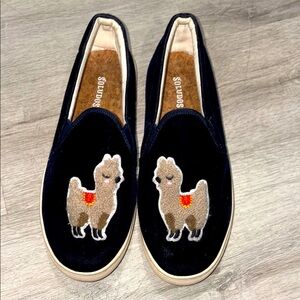 Soludos Navy Llama Embroidered Slip-On Shoes